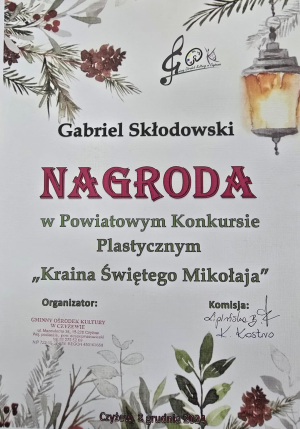 Zdjęcie do artykułu Nagroda w powiatowym konkursie plastycznym