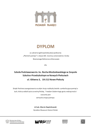 Zdjęcie do artykułu Płomień pamięci - dyplom