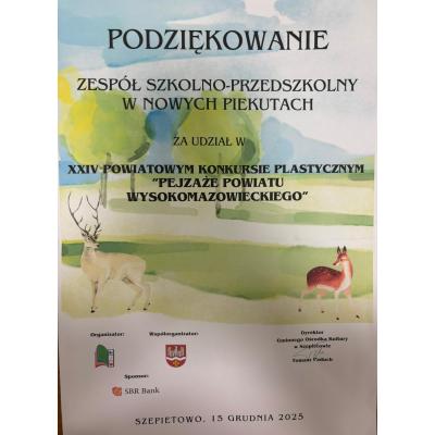 Podziękowanie za udział w powiatowym konkursie plastycznym