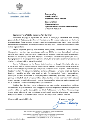 Zdjęcie do artykułu List pana Jarosława Zielińskiego, posła Rzeczypospolitej Polskiej